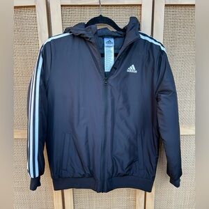 Adidas Boys Zip Front Classic Bomber Hooded Jacket - L(14-16)